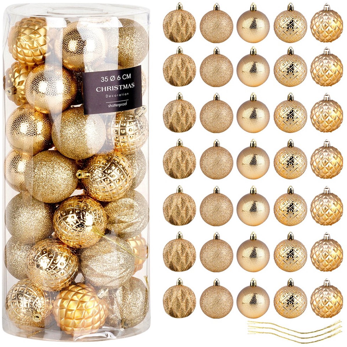 Vilde - Kerstballen - Nietbreekbaar - Goud - 6 cm