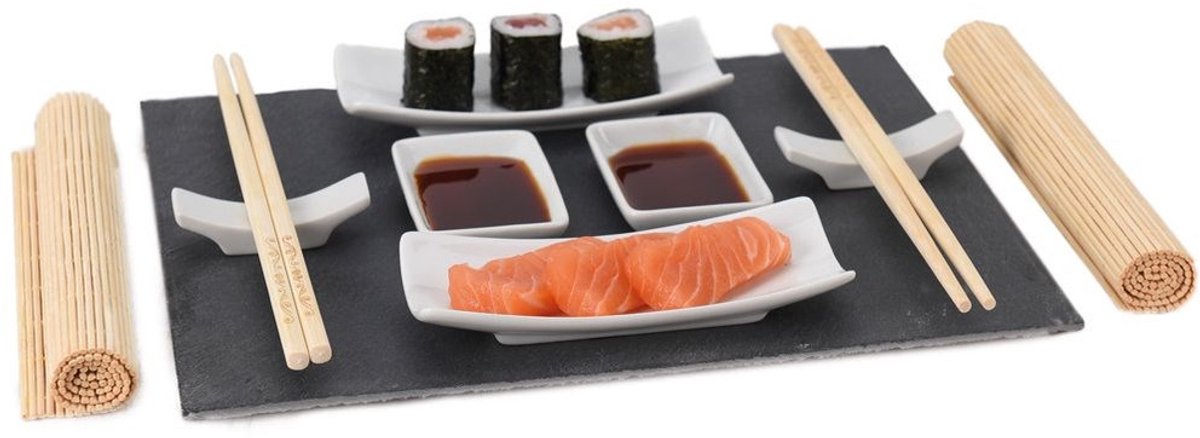 Sushiset met dienblad van leisteen
