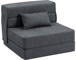 HOMCOM Slaapstoel Polyester, schuim 210L x 80B x 15H cm Donkergrijs