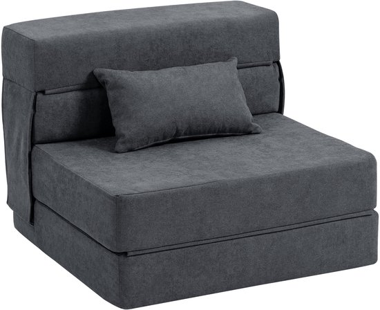 Giantex Slaapstoel Inklapbaar, Klapstoel Slaapstoel Met Armleuningen Kussens 3 In 1 Klapsofa Bedstoel Functionele Stoel Incl Kussens Ideaal Voor Woonkamer Kantoor Slaapkamer Koffiebruin