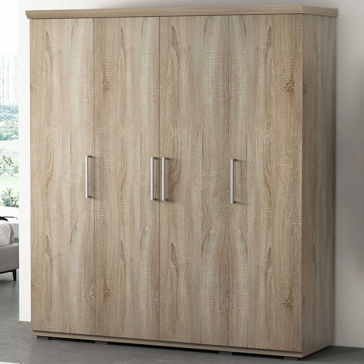 Rousseau Kledingkast Mike Sonoma – 4 Deuren – 160 x 52 x 183 cm _ Rousseau Bruin