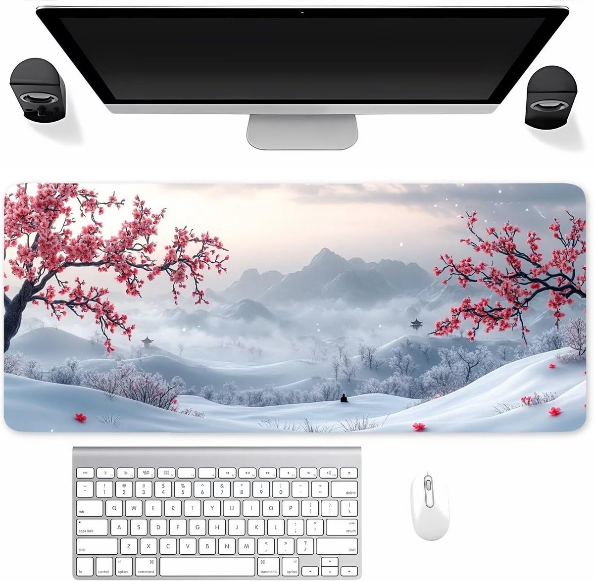 Groot Ovaal Gaming Mouspad - 600x400mm - Anti-Slip Rubberen Onderlaag - Geëmailleerde Randen - Schoonmaakbaar - Foldable - voor Office en Home