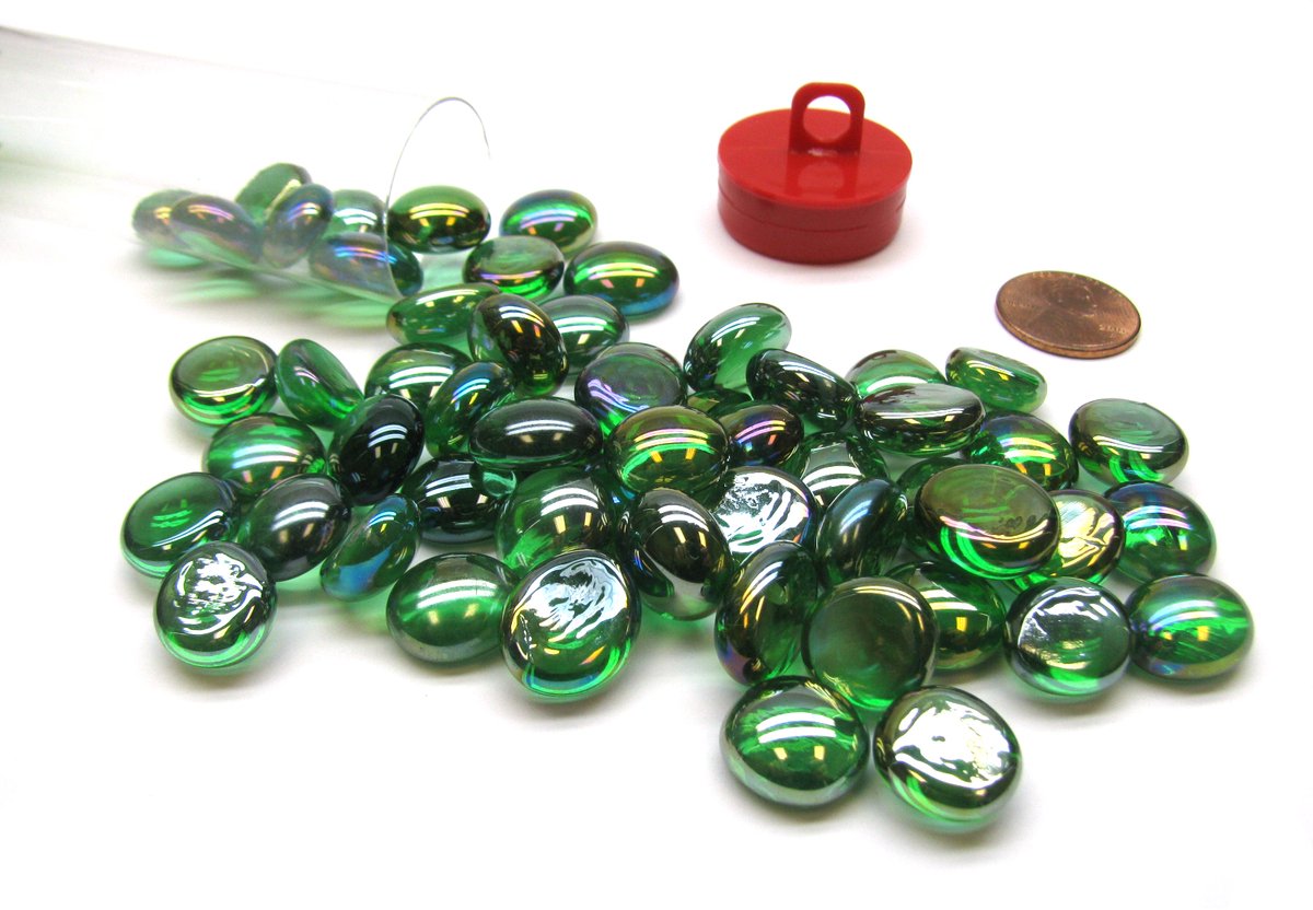 Chessex Glass Gaming Stones - Crystal Green Iridized (40+)