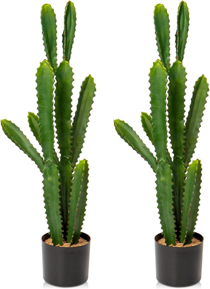 Set van 2 Grote Kunstmatige Cactussen in Pot voor Binnen en Buiten