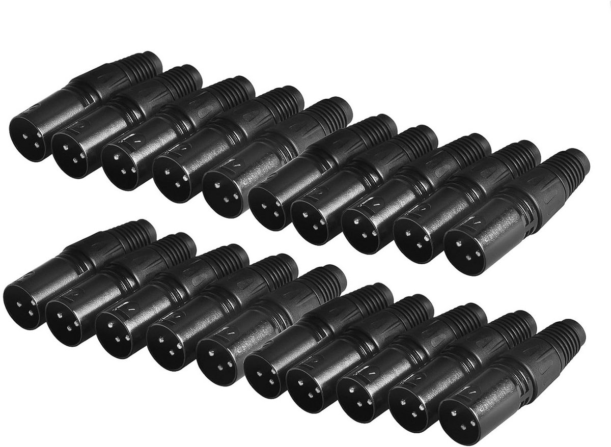 20 Stuks XLR 3 Pin Mannelijke Adapter voor Microfoon en DMX Kabelconnectoren