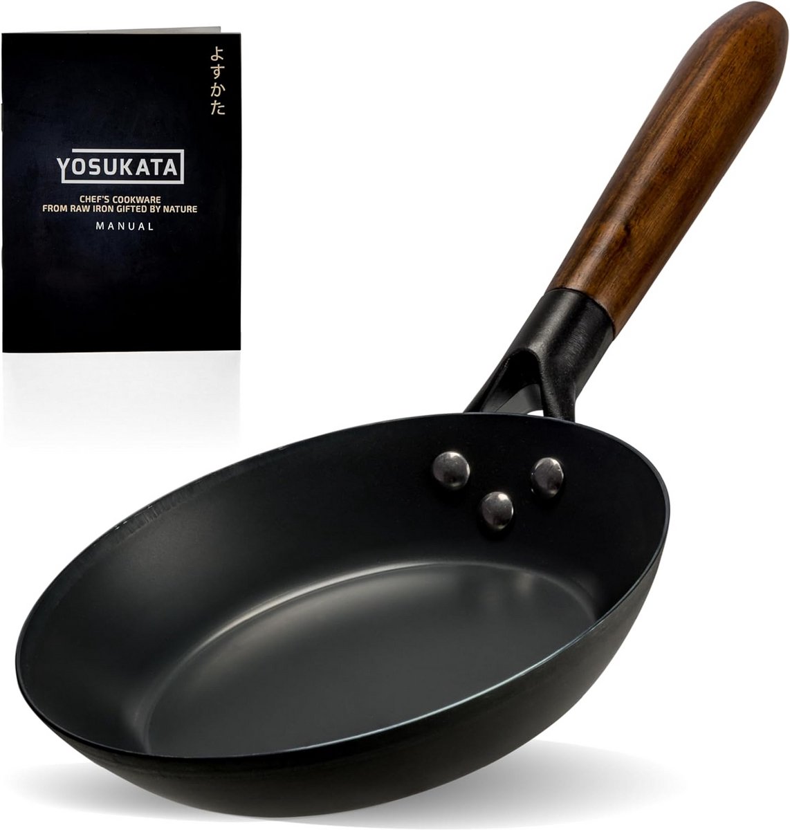 Stalen Koekenpan - Koekenpan met steel - Professioneel Koken - Afneembare hittebestendige handgreep - 20 cm - Zwart