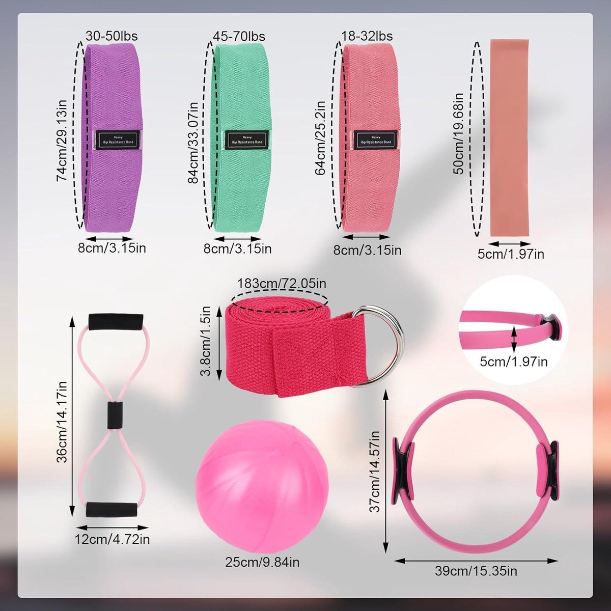 Generisch Pilates Ring Set, Pilates Essentials Kit für Frauen, Yoga
