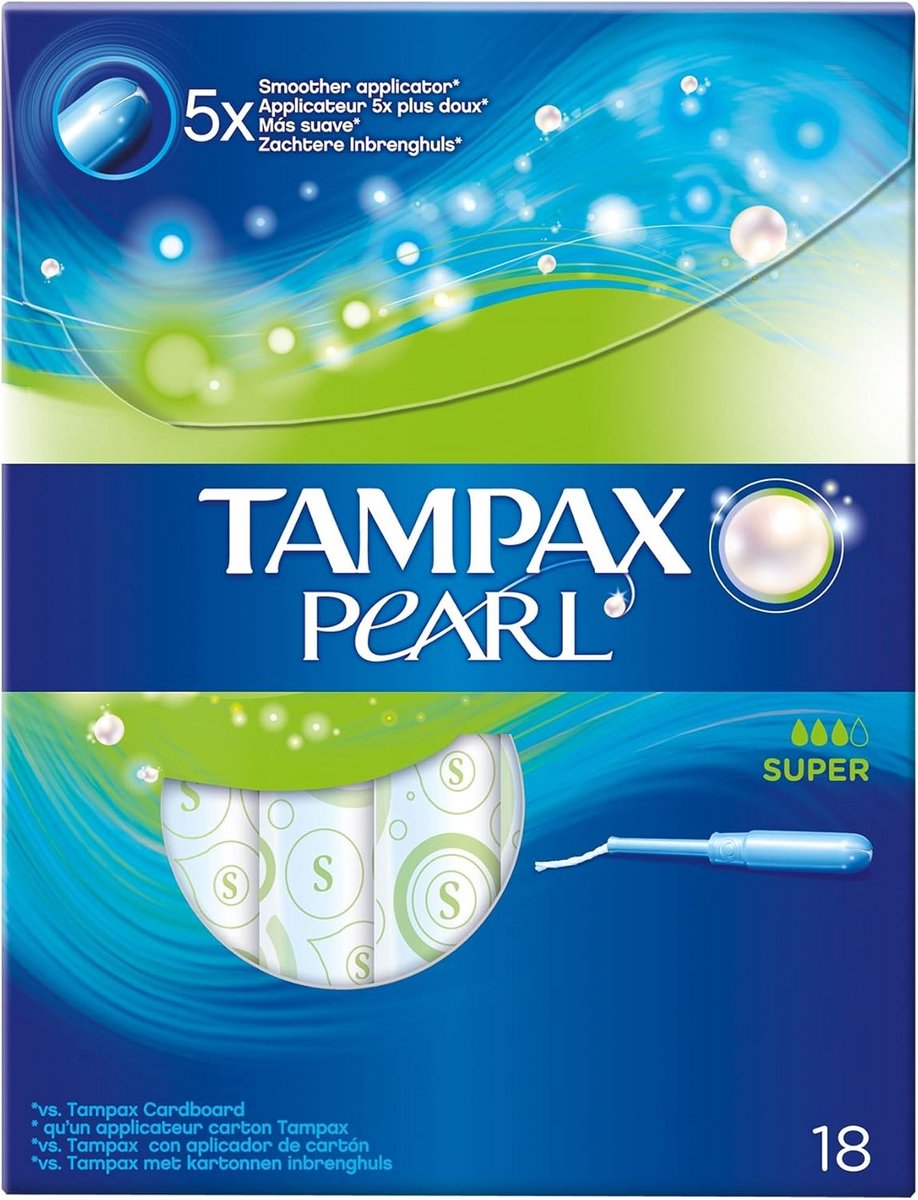 Tampax Pearl Tampons Super - 6 x Tampons met Plastic Applicator voor Super Bescherming