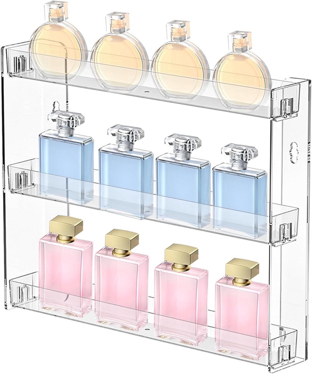 Ronte - Zwevend wandrek zonder boren - Zelfklevende planken voor opbergen van items - Drie niveaus - Anime-figuren, nagellak, sigaretten, parfum, medicijnen - Opbergrek in huis