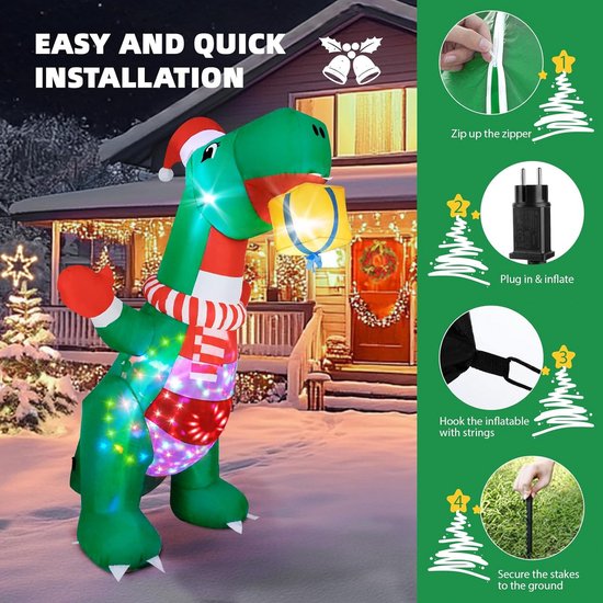 Opblaasbare kerstman 195 cm hoog - Cadeaus & gadgets kopen? | Korting tot 33