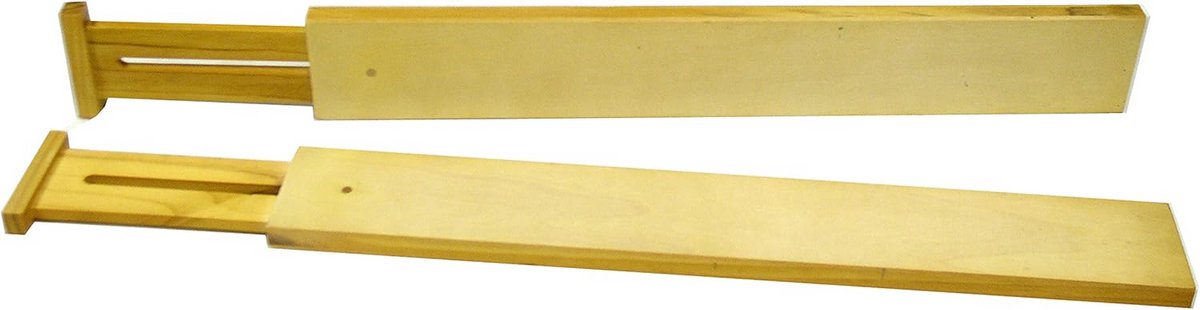 Hardhouten ladeverdeler uitbreidbaar - 2 stuks - voor keuken en dressoir - 42-53 cm