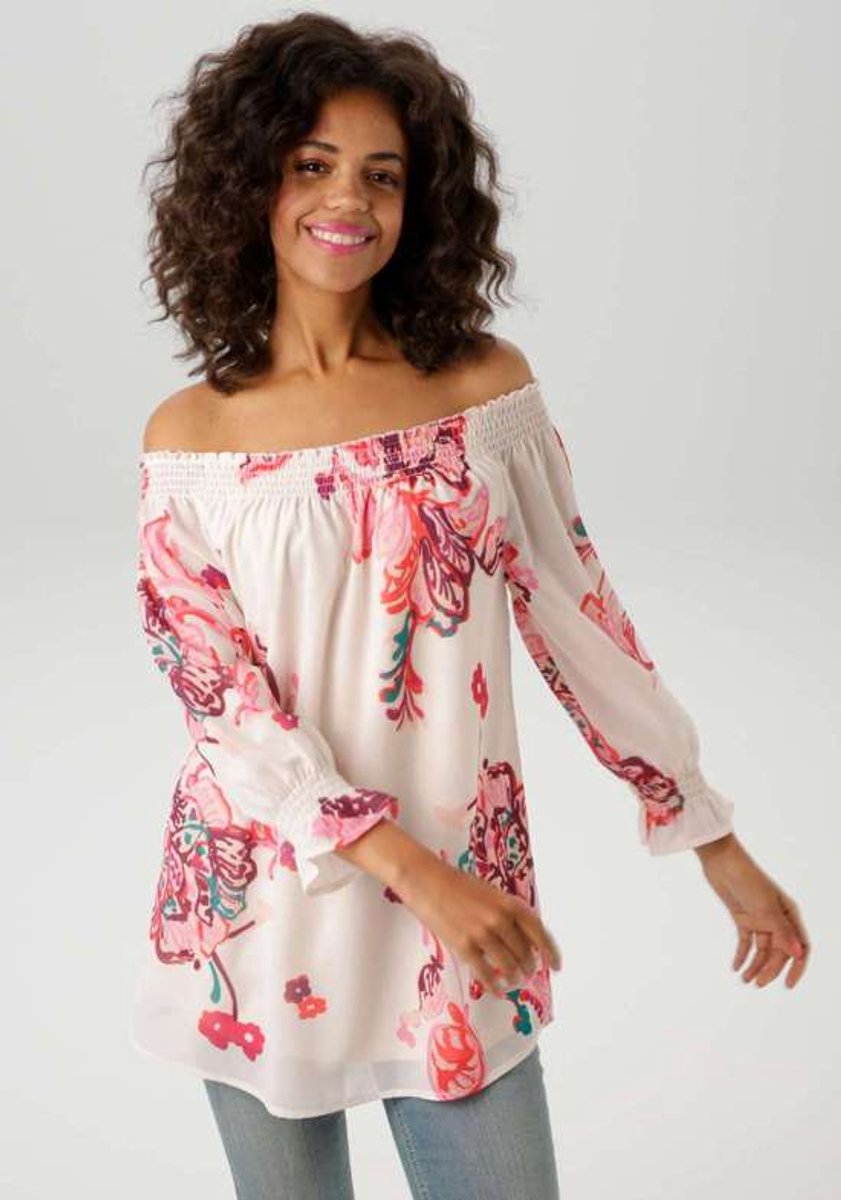 Aniston | Blouse | Chiffon | Bloemenprint | Meerkleurig | Maat 36