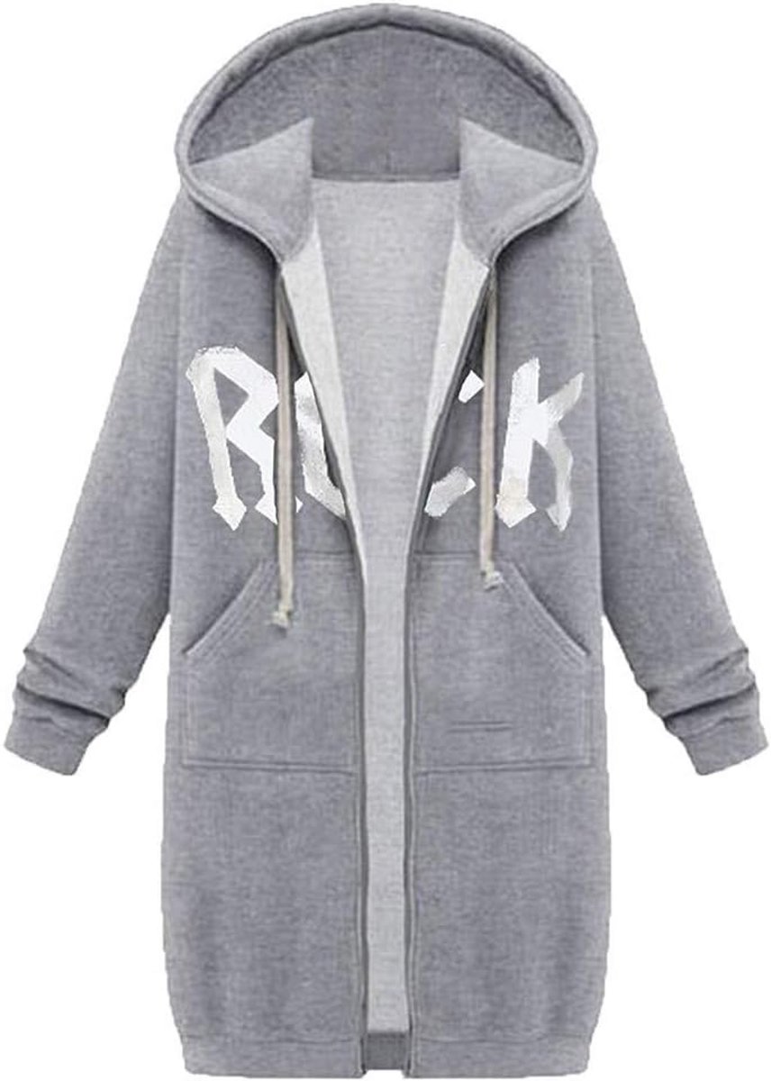 Dames Hoodie met Rits - Lang, Zacht & Comfortabel - Herfst/Winter - Los Fit - Met Capuchon - Casual Streetwear - voor Sport & Vrije Tijd