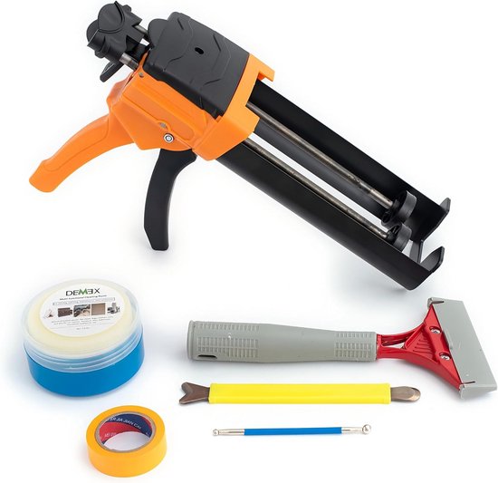 Heavy Duty Dubbele Cartridge Breeuwpistool - 400ml 1:1 Epoxy Kitpistool - Incl. Accessoires - Geen Druppel