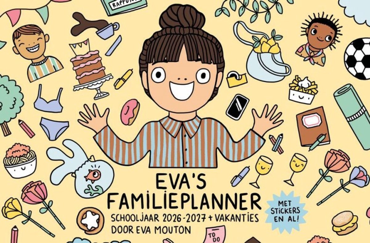Eva’s Familieplanner 2026–2027 – Weekplanner voor 5 Personen met Stickers en Extra Kolommen