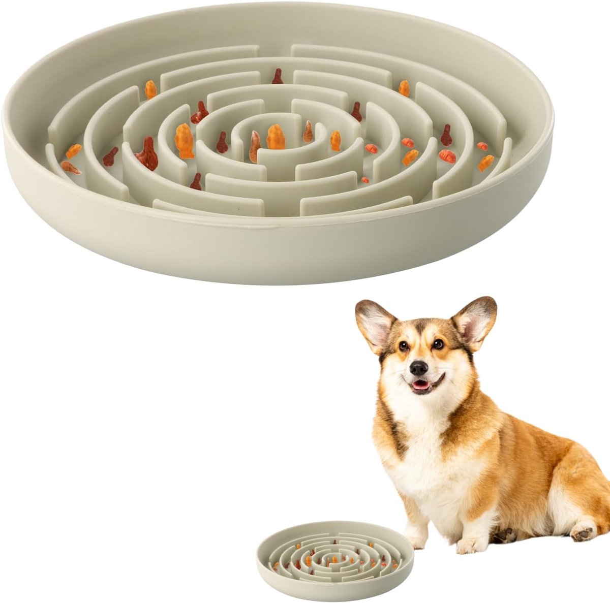 Anti Scrub Bowl voor Honden - Siliconen Hondenkom met Zuigcup - Lick Mat - Langzaam Voeden - Gezond Eten - Vermijdt Winderigheid - Voor Kleine en Medium Huisdieren (Groen, Diameter 20cm)
