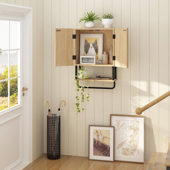 Smuxee Kleine witte badkamerkast met wandmontage, kleine badkamermedicijnkast met 2 verstelbare planken, badkamerwandkast boven het toilet voor