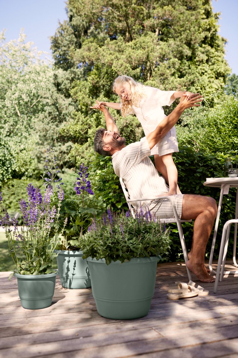 Elho Amiga Rond 55 - Grand pot de fleurs pour intérieur et extérieur