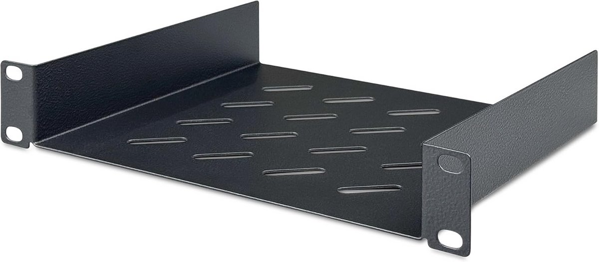 Legbord 1U 10-inch voor Netwerkkast - Geperforeerde Staalplaat - Zwart