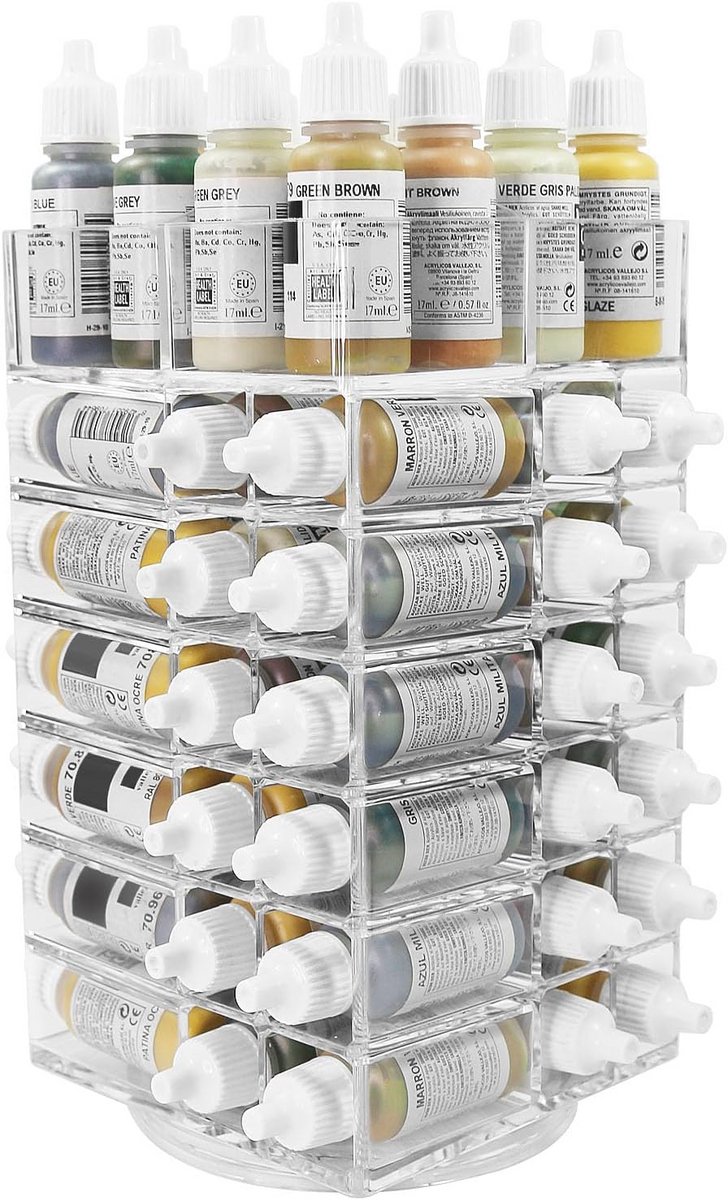 Acryl 6-Tier Spinning Rack voor Verf - Ruimtebesparende Organizer voor Kunstenaars