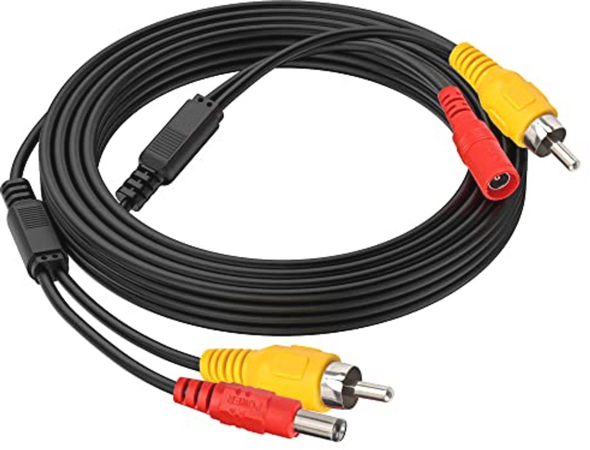 2-in-1 Cinch Kabelset voor Achteruitrijcamera en CCTV - LED Stroom- en Videosignaal Overdracht