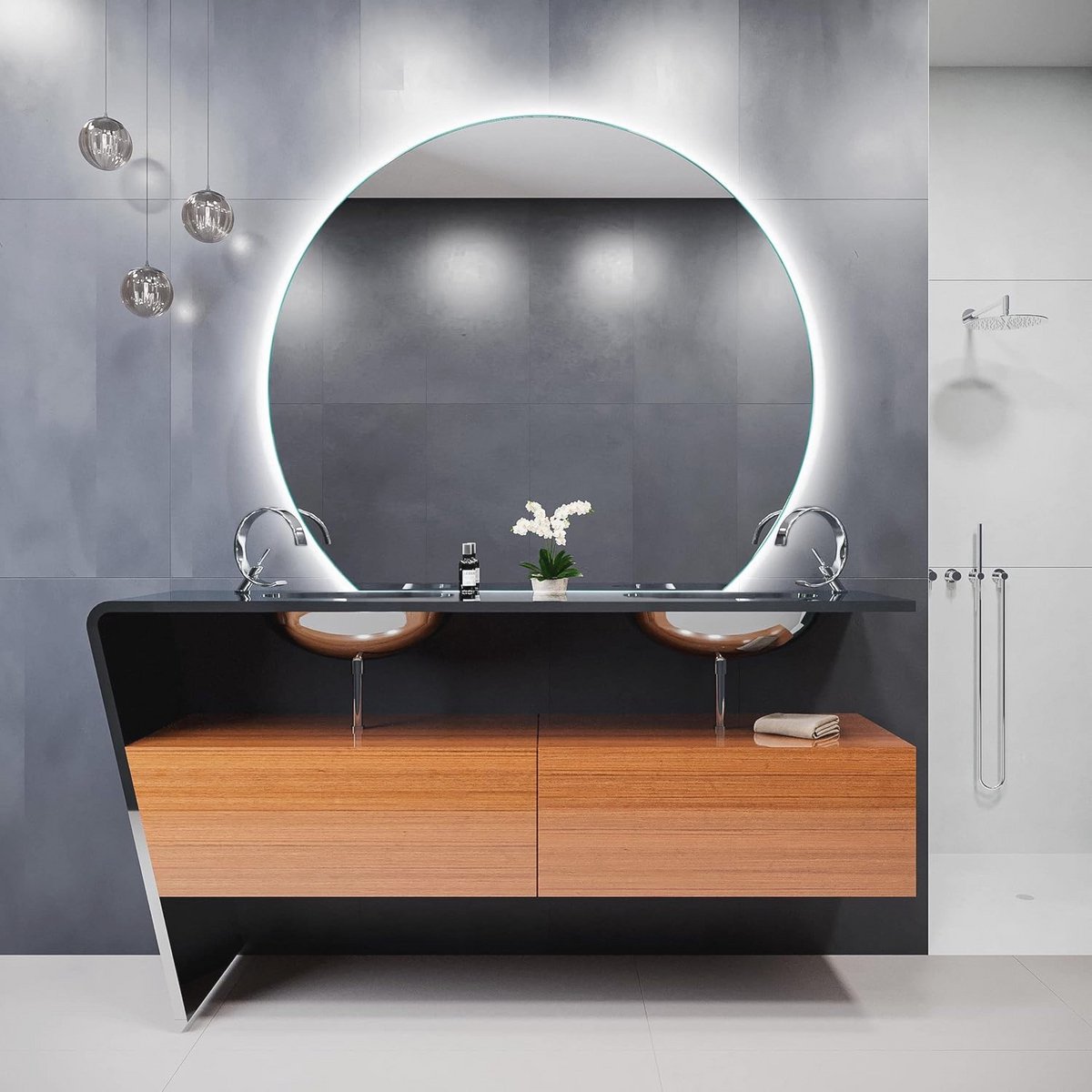 Halfronde Badkamerspiegel met LED Verlichting - Elegant Ontwerp 108 x 130 cm