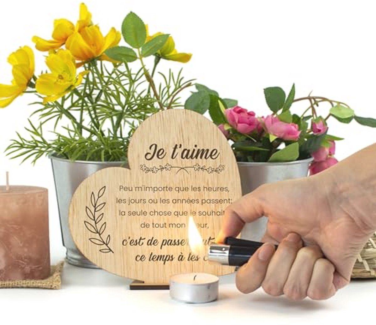 Cadeau Saint Valentin Carte en Bois Coeur pour Amoureux