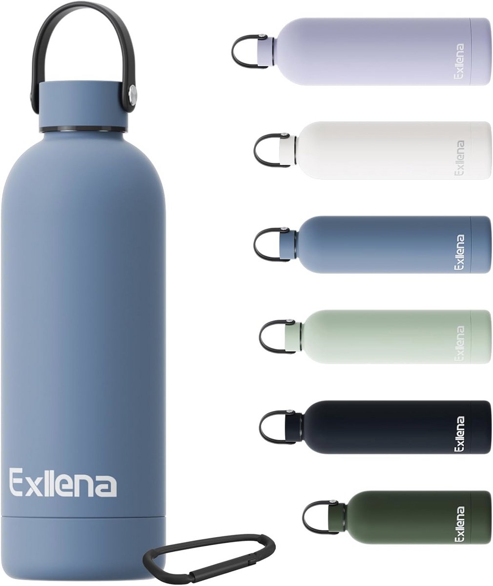 Vacuüm Waterfles 500ml met Handvat en Karabijnhaak - Houdt Dranken 24 Uur Koud en 12 Uur Warm