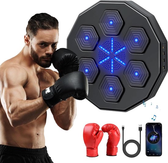 WAYRGN 2024 Yeni Müzik Bluetooth Boks Makinesi, Akıllı Elektronik Boks Makinesi Ev Egzersizi Icin 2 Cift Boks Eldiveni Ile Duvara Monte Muzik Kutusu Duvar Hedefi