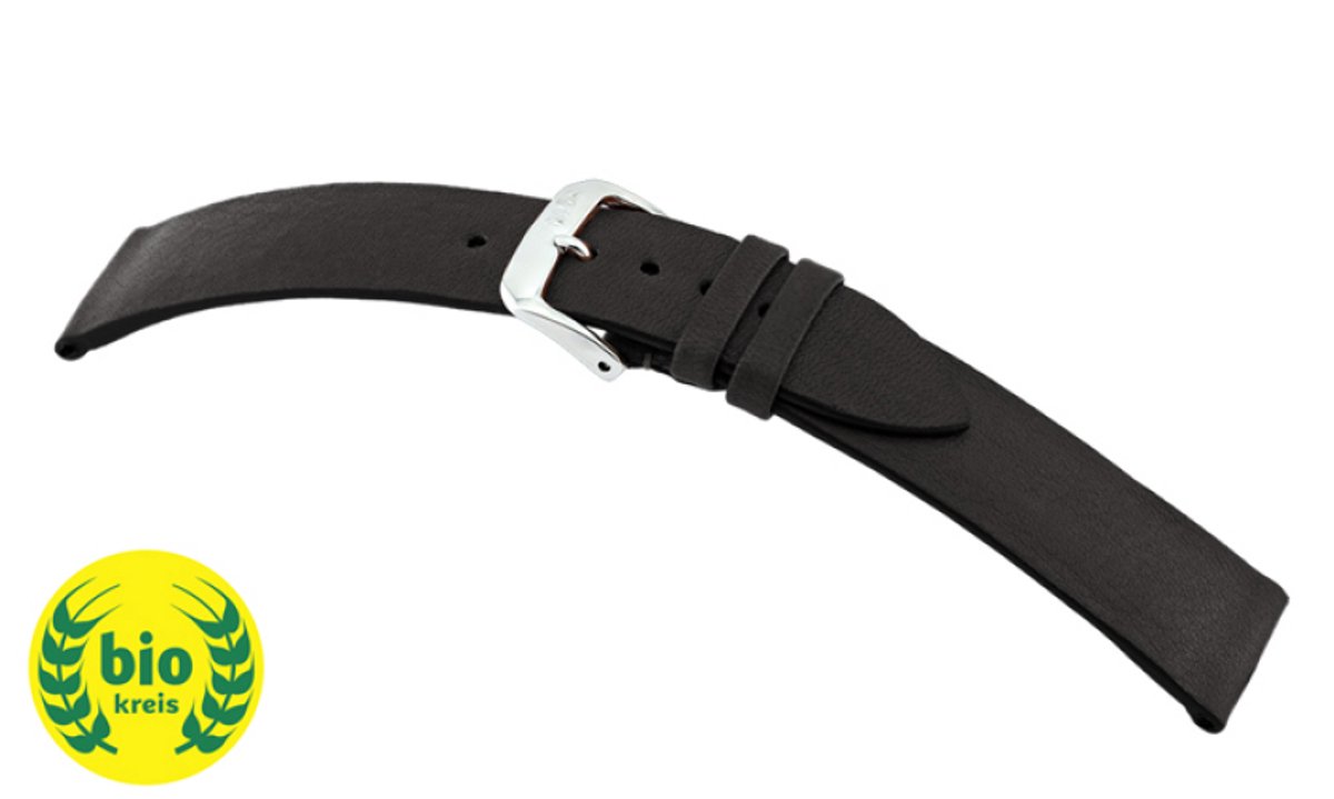 Horlogeband Kempten Zwart - Leer - 16mm