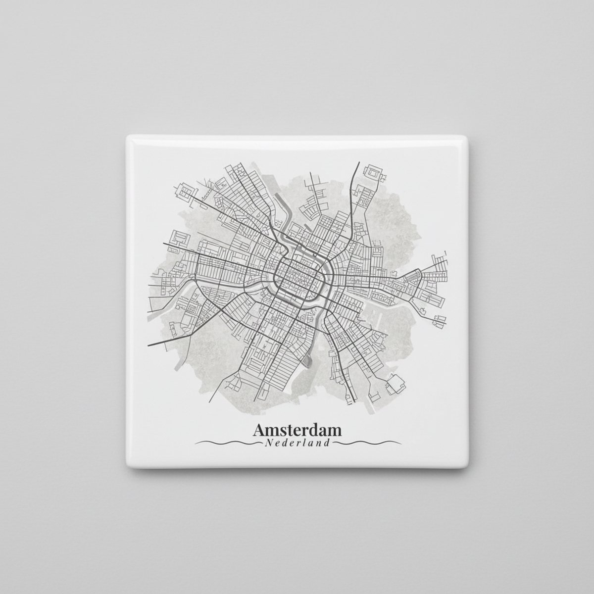 Nevolis Amsterdam Kaart Kunst Tegel – 15x15 cm Keramische Decoratieve Wandtegel | Gedetailleerd Stadskaart Design Multi Color