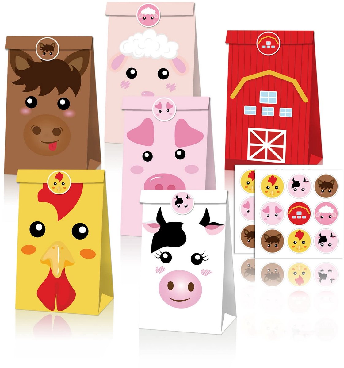 IMPERATORIS® Uitdeelzakjes met Strip/Stickers - Koekzakjes/Snoepzak/Geschenkzakjes - 6 stuks