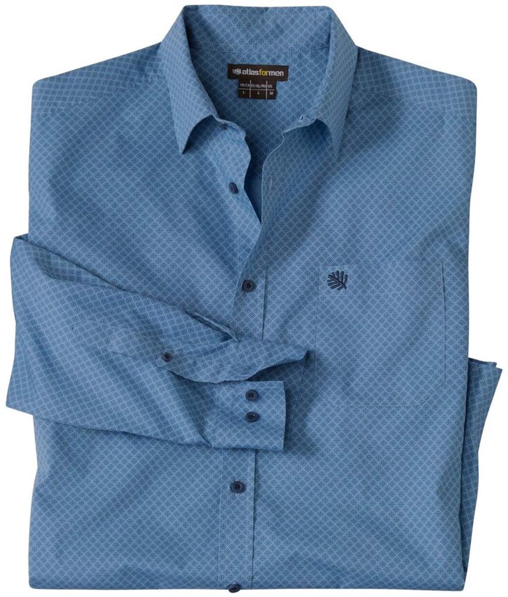ATLAS FOR MEN - Popeline overhemd met fantasiemotief - Heren - Verkrijgbaar in grote maten - 3XL