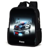 NoBoringSuitcases.com® - Rugzak zwart - Schooltas jongen & meisje - Politie powercar - Rugtas voor school - Boekentas kind - Schoolrugzak - Kinderrugzak