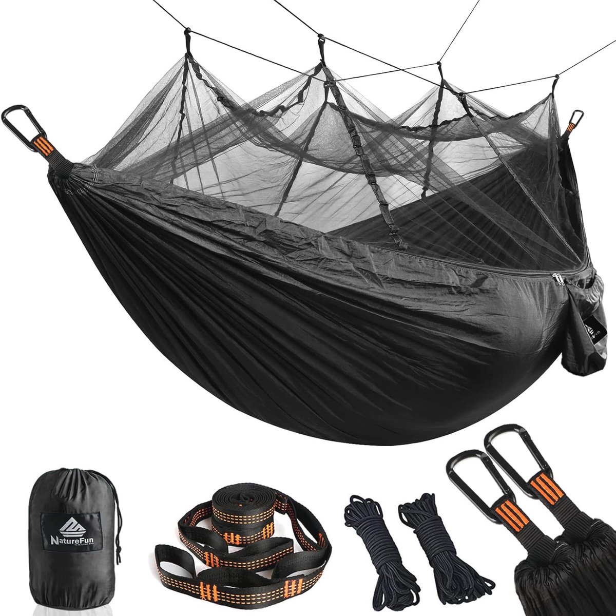 Ultralichte muggennet campinghangmat 300 kg draagvermogen - Ademend en Sneldrogend Nylon 275x140 cm