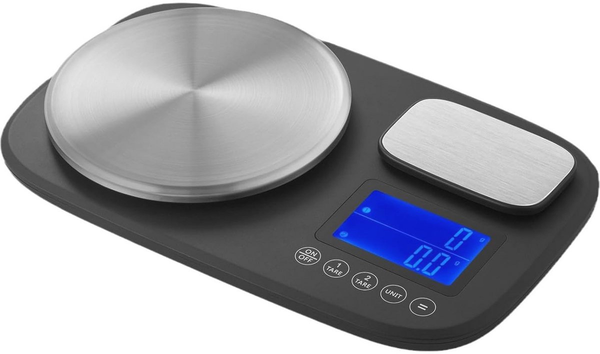 Digitale Keukenweegschaal met Twee Platforms en Nauwkeurigheid van 0,1 g tot 10 kg