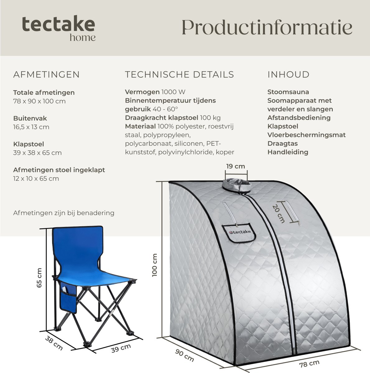tectake ThermaLuxe II - Draagbare Stoomsauna, 15 Tempstanden thumbnail 8
