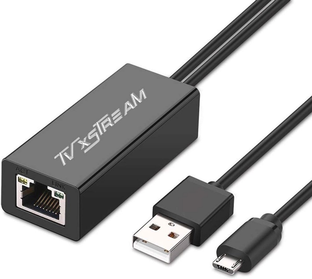 Ethernet-adapter Compatibel met Media Streaming Apparaten Micro USB naar RJ45 met USB Voedingskabel