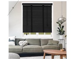 Houten Jaloezieën - Venetiaanse Blinds - Raamdecoratie - 50mm Lamellen - 130x180cm - Zwart