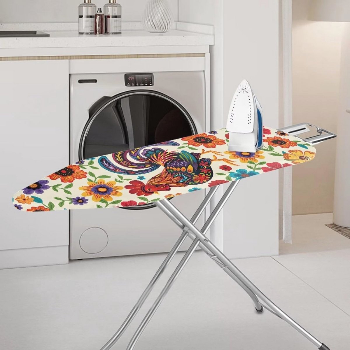 Hippie Bloem Haan Print Strijkplankhoes Polyester met Klittenbandsluiting