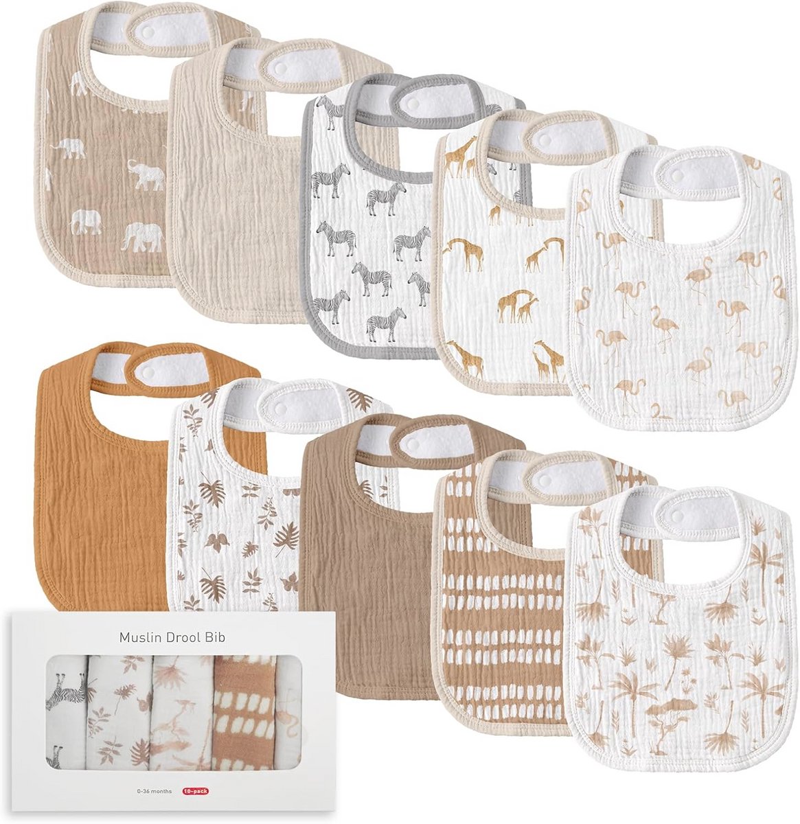 Mousseline Baby kwijl slabbetjes voor unisex jongens meisjes, 6-pack zachte katoenen baby slabbetje voor tandjes kwijlen, Essentials douche cadeau