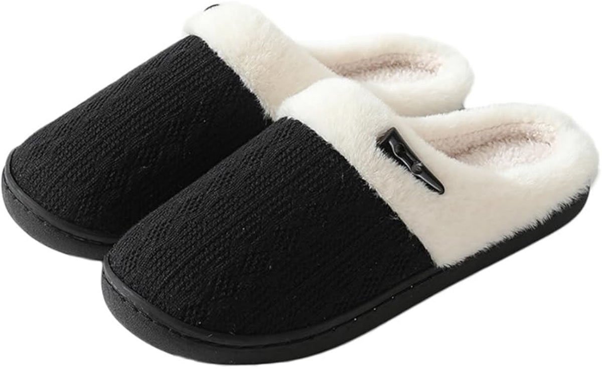 Zachte pluche katoenen pantoffels - warme huisslippers - antislip winterslippers - casual platte schoenen - unisex - geschikt voor binnen en buiten - maat 40/41 - Geschikte voetlengte 24,5 cm - Meet uw voetlengte op en kies de juiste maat
