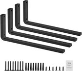VEVOR Plankbeugels 410x155x35mm 4 Stuks Zware Zwevende Plankbeugels Beugels voor Planken 10mm Dik Matzwarte L-Plankbeugel Stalen Plankbeugels met Een Draagvermogen van 72,6 Kg