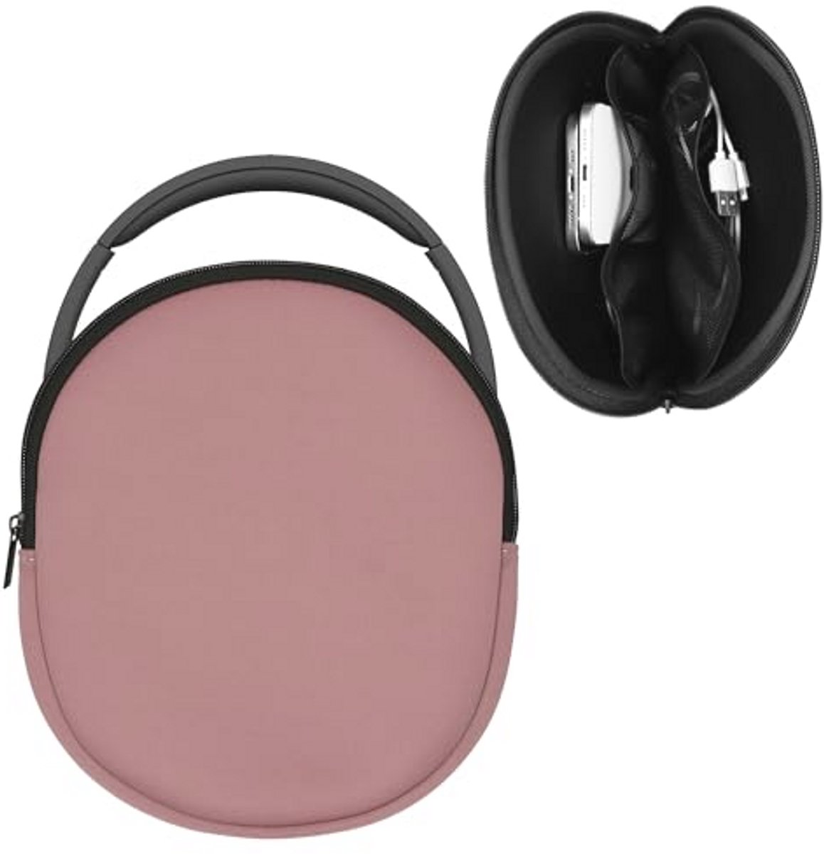 Headset Hoes Compatibel met Verschillende Hoofdtelefoons - 23 x 21 cm - 2-vaks Hoofdtelefoonhoes in Donkerroze