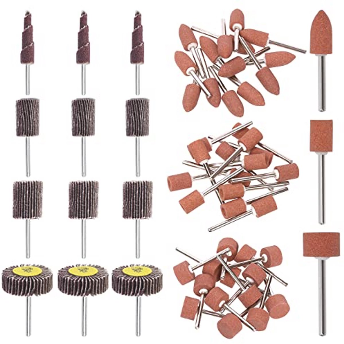 Slijpsteen Set 54 Stuks 1/8 Inch - Schuurboor en Flapwiel voor Roterend Gereedschap