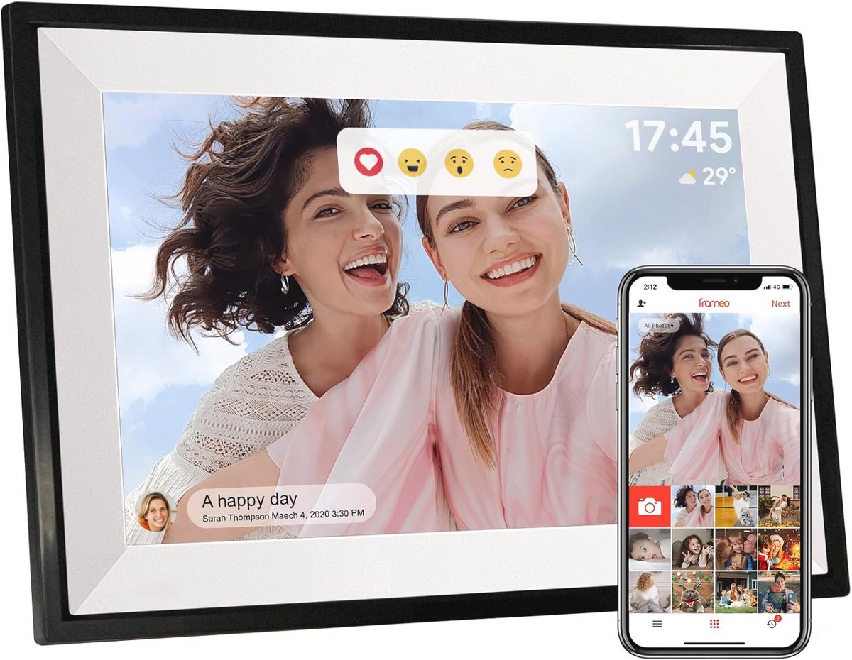 Digitale fotolijst met WiFi en 32 GB Opslag - Delen en Roterende Diavoorstelling