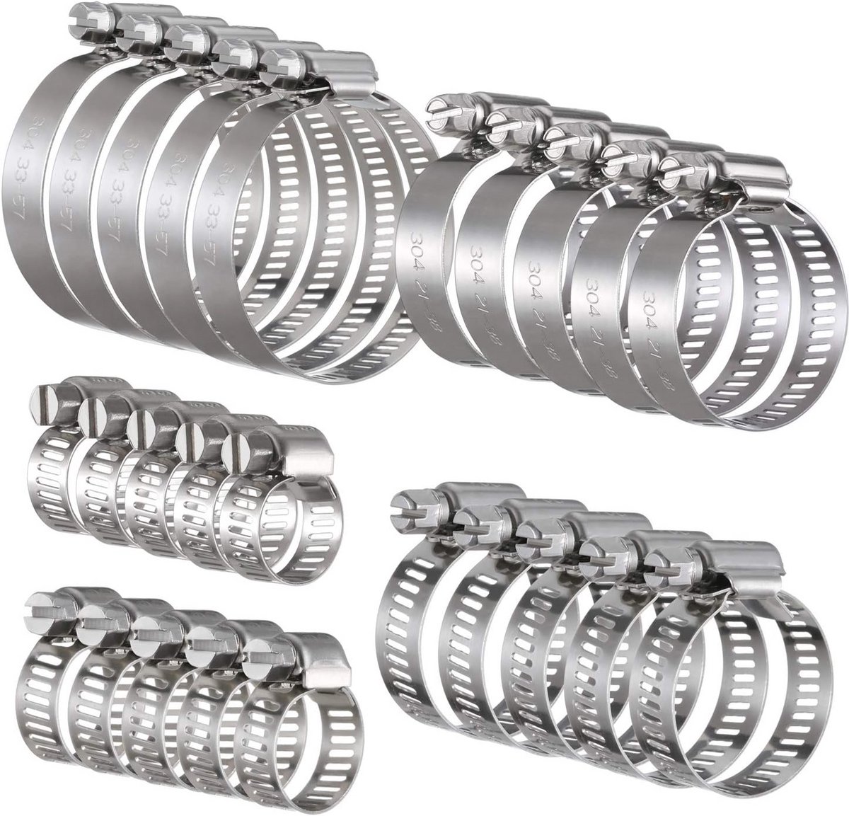 Roestvrij Stalen Slangklemmen Set - 25 Stuks Instelbare Klemmen voor Tuinslang en Vlijt