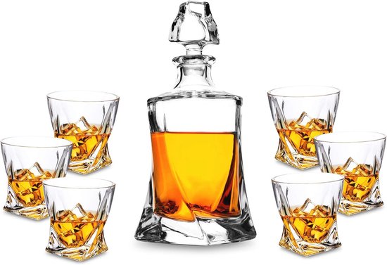 KANARS Whisky Karaf en Glazen Set, 800 ml Kristallen Whiskey