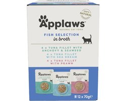 Natuurlijk Premium Nat Kattenvoer Multipack - Verscheidenheid in Bouillon voor Volwassen Katten 12 x 70g