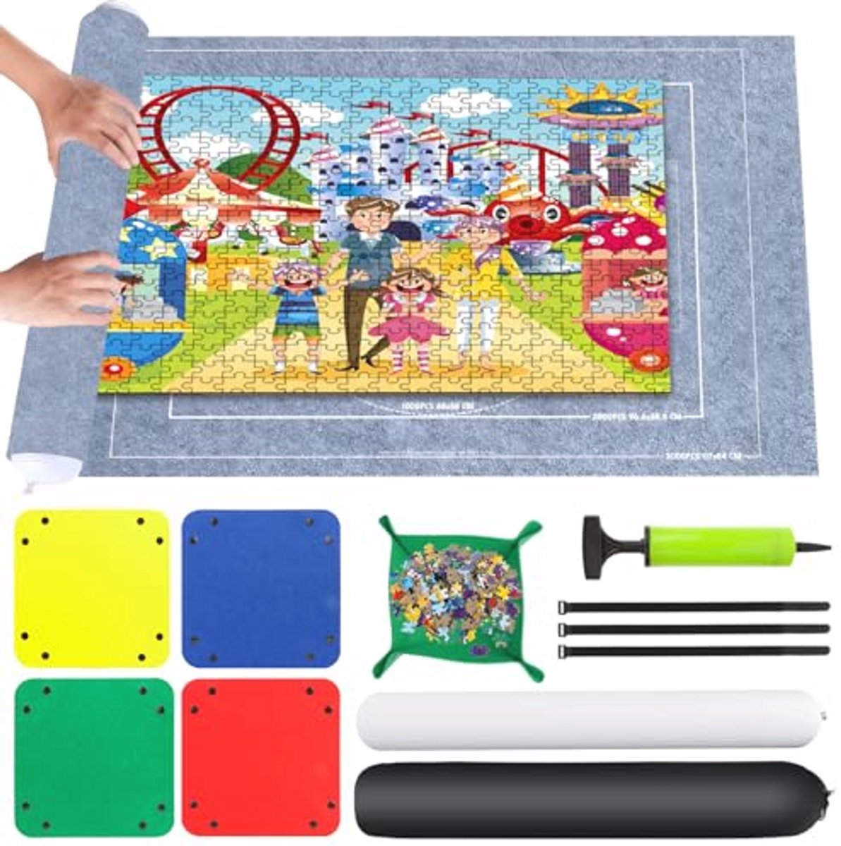 Draagbare Puzzelmat voor 1000, 1500 of 2000 Stukjes - Antislip Viltmat 80 x 120 cm